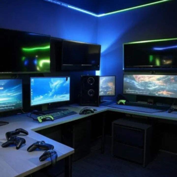 Dynamiczna grafika przedstawiająca nowoczesny świat gier