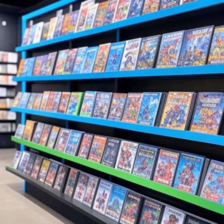 Dynamiczna półka z nowymi premierami gier w sklepie