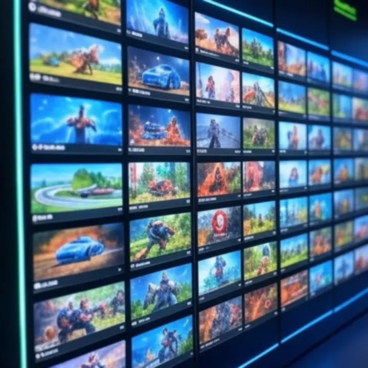 Sekcja prezentująca trailery gier według platform