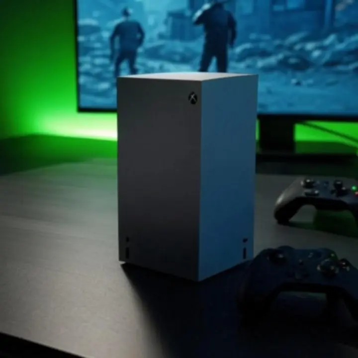 Stanowisko Xbox z konsolą Series X i kontrolerem